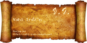 Vahl Irén névjegykártya