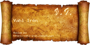 Vahl Irén névjegykártya
